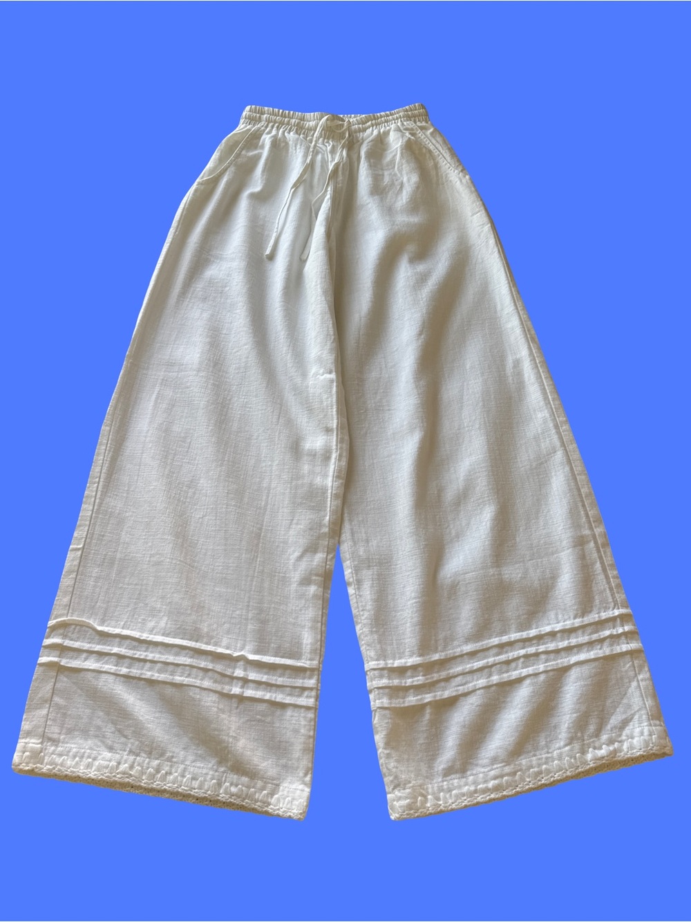 Nomad White Wide-Leg Drawstring Pants